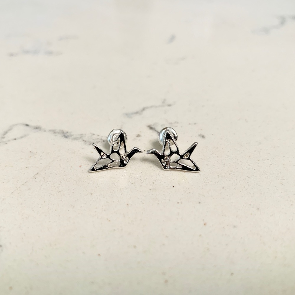 Silver Geo Origami Earrings